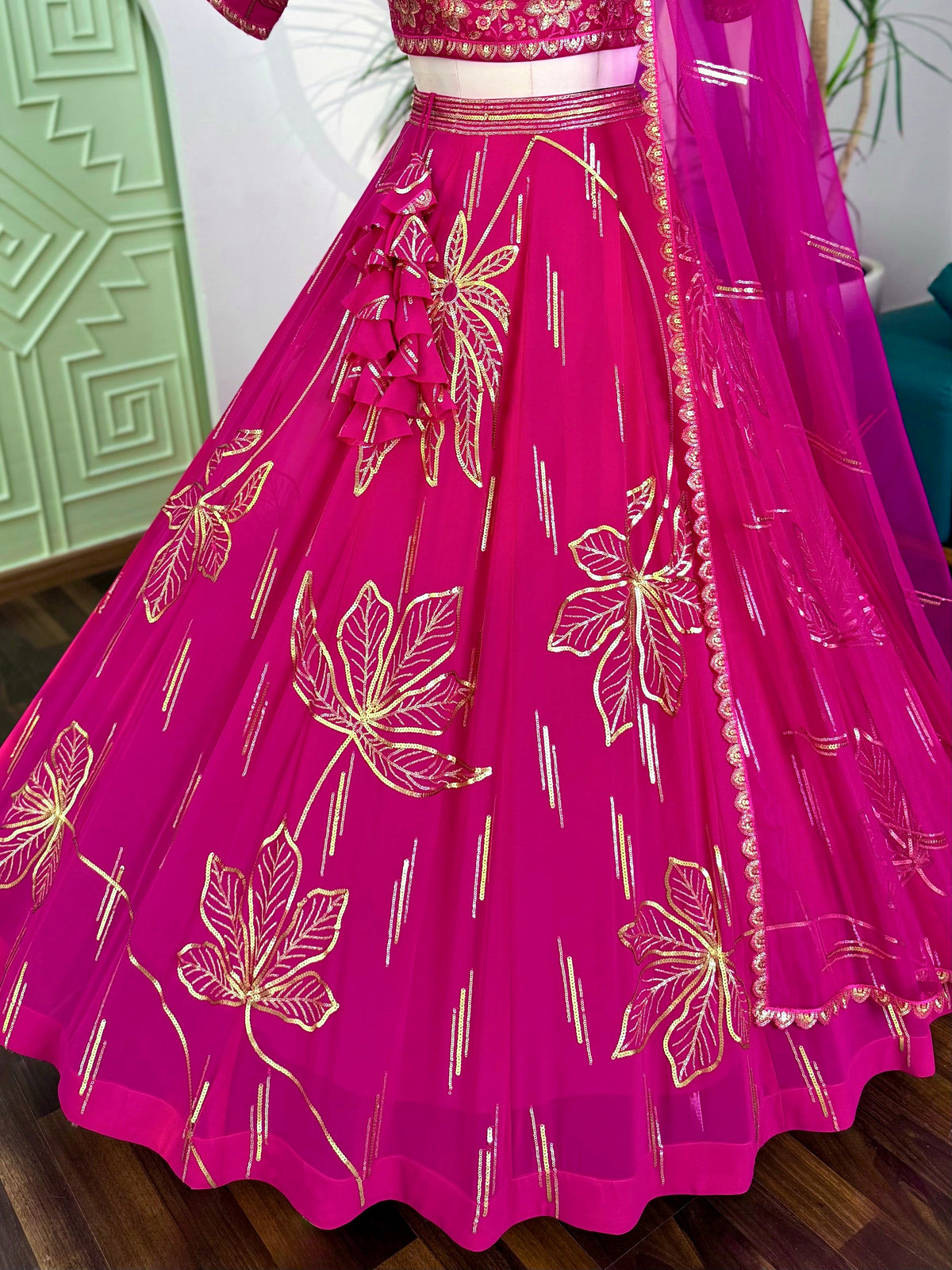 Pink color Sequence Embroidery work Designer Lehenga Choli BL1683