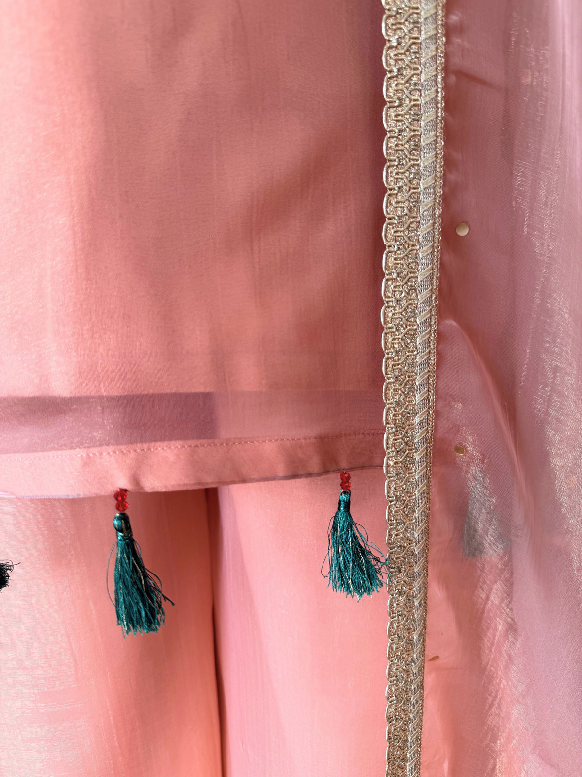 Peach Pink color Bids Sequence Embroidery work Sharara set BLS135