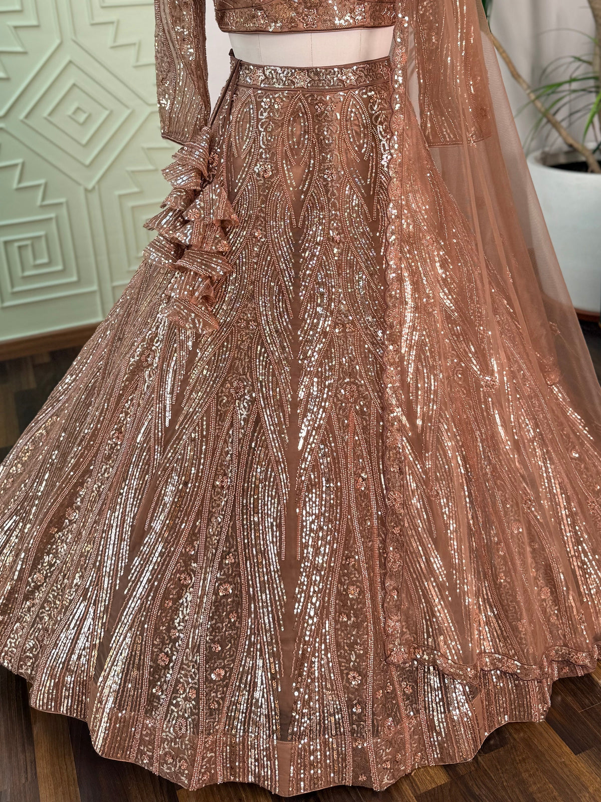 Rose Gold color Hand Embroidery work Designer Lehenga Choli for Wedding Function BL1701