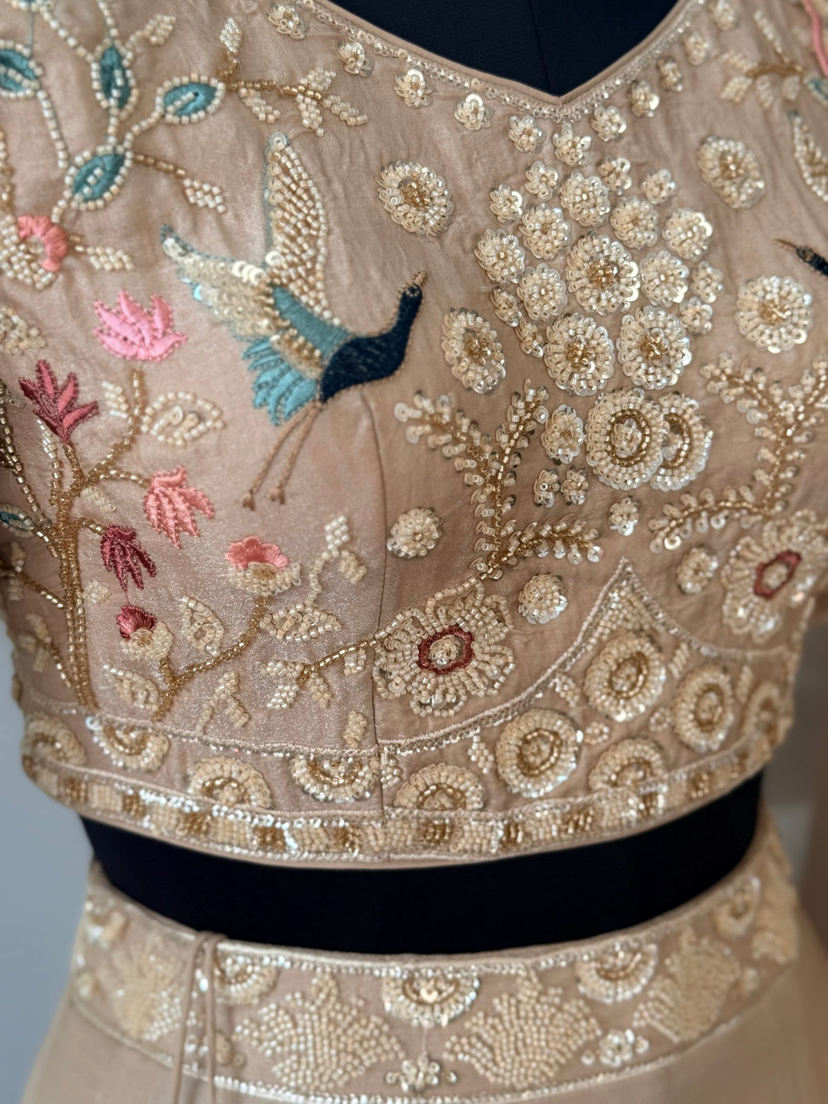Dusty Peach Nude color Bids Embroidery work Designer Lehenga Choli BL1743