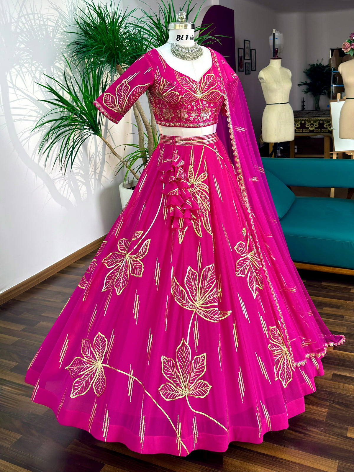 Pink color Sequence Embroidery work Designer Lehenga Choli BL1683