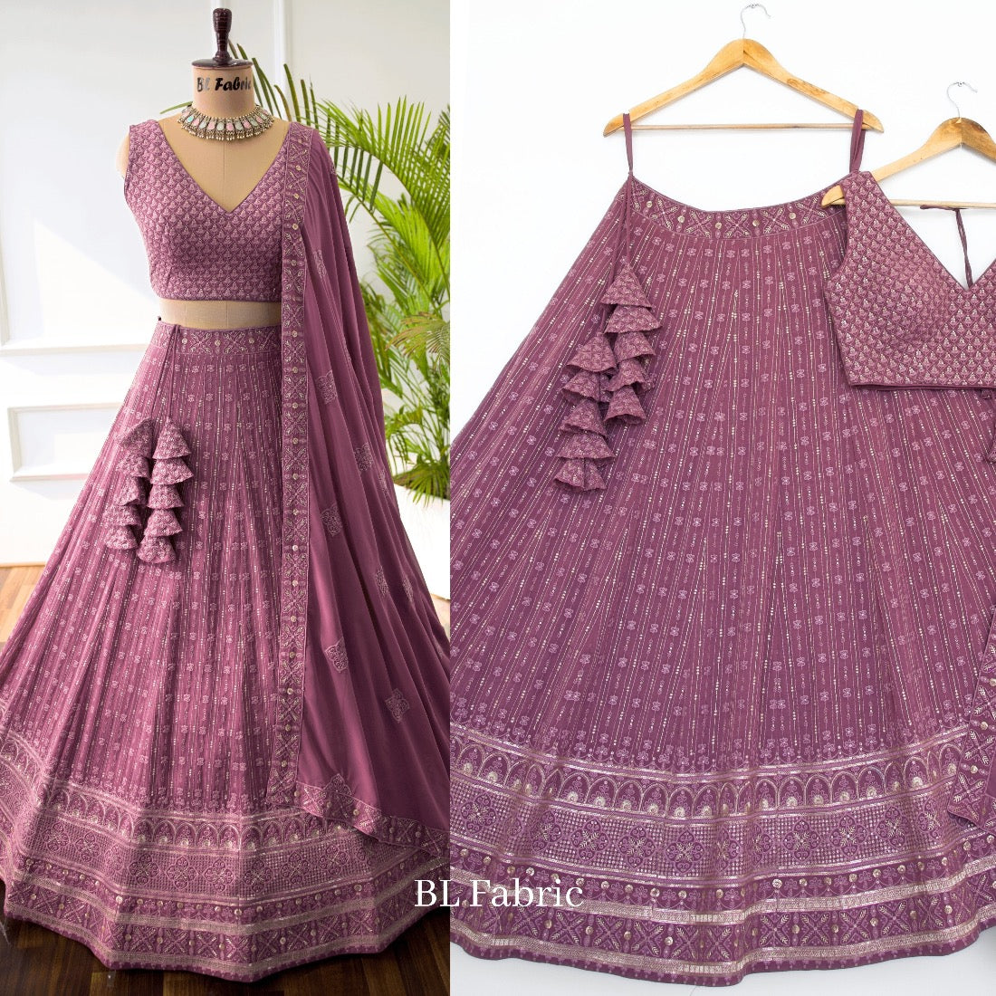 Rosy Brown color Sequence & Embroidery work Designer Lehenga Choli for Wedding Function BL1375