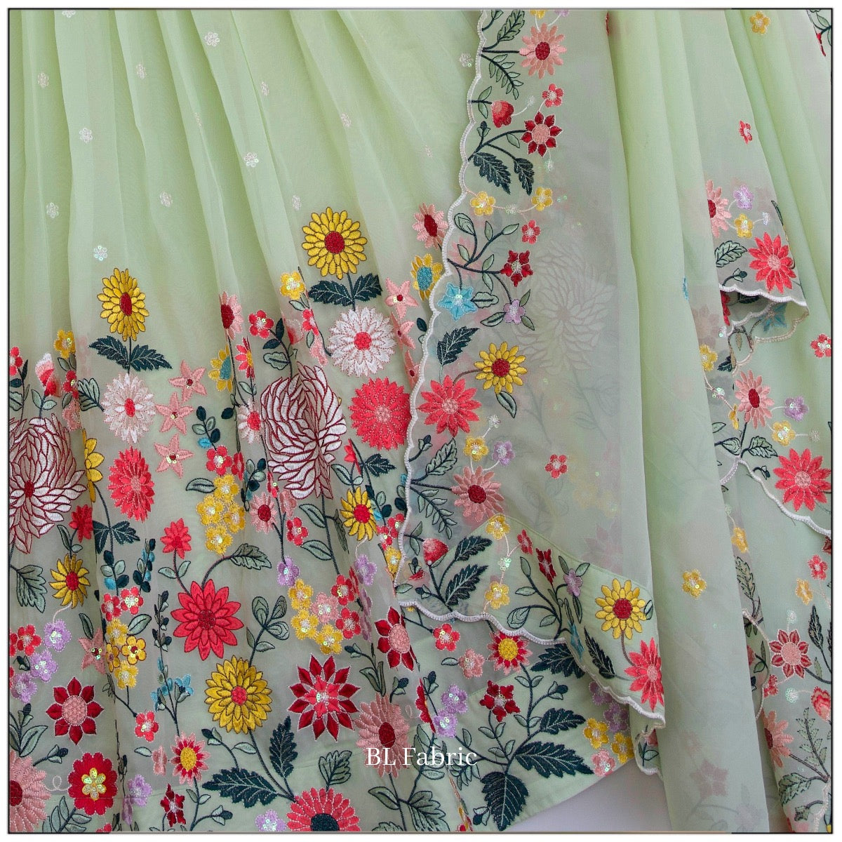 Pastal Green color Sequence Embroidery work Designer Lehenga Choli for Wedding Function BL1389