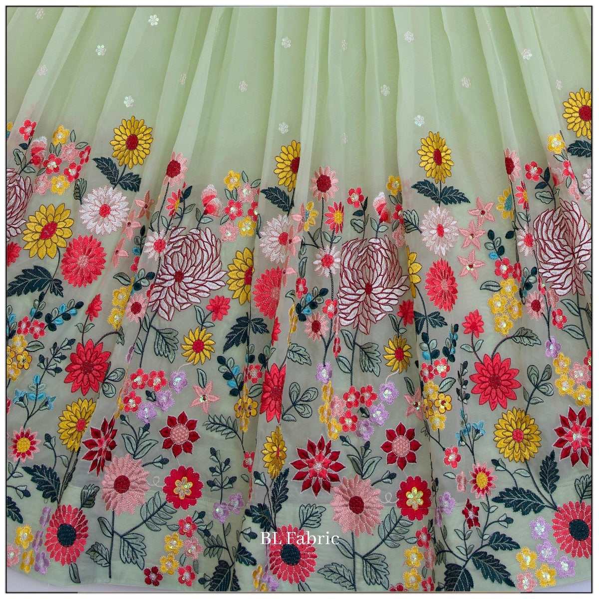 Pastal Green color Sequence Embroidery work Designer Lehenga Choli for Wedding Function BL1389