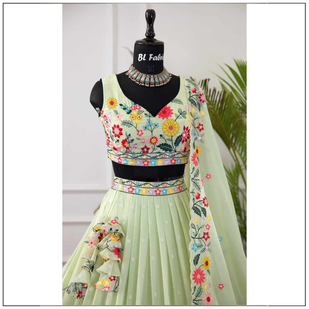 Pastal Green color Sequence Embroidery work Designer Lehenga Choli for Wedding Function BL1389