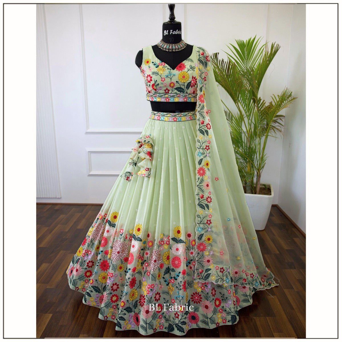 Pastal Green color Sequence Embroidery work Designer Lehenga Choli for Wedding Function BL1389