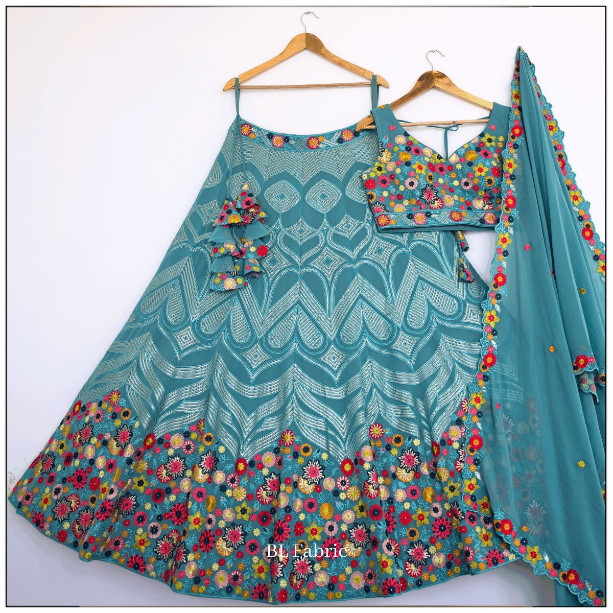 Skyblue color Sequence Embroidery work Designer Lehenga Choli for Wedding Function BL1392