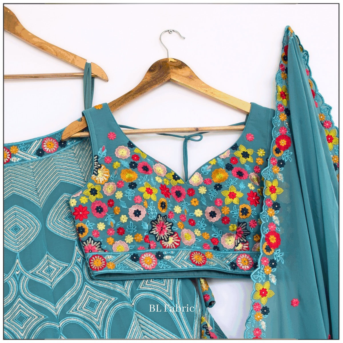 Skyblue color Sequence Embroidery work Designer Lehenga Choli for Wedding Function BL1392