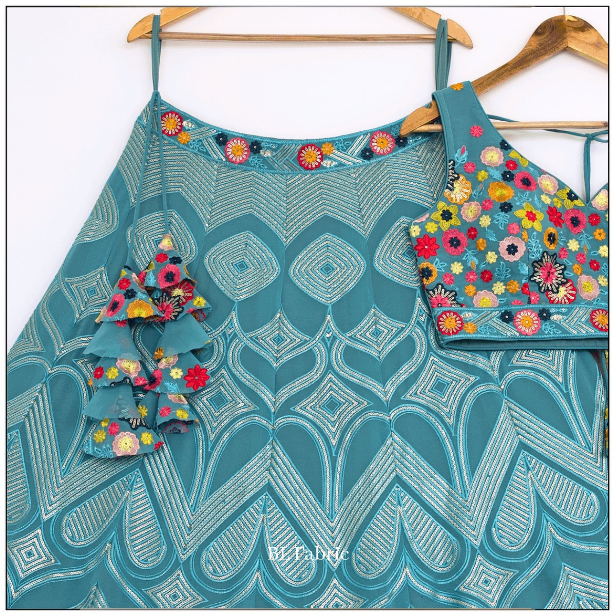 Skyblue color Sequence Embroidery work Designer Lehenga Choli for Wedding Function BL1392