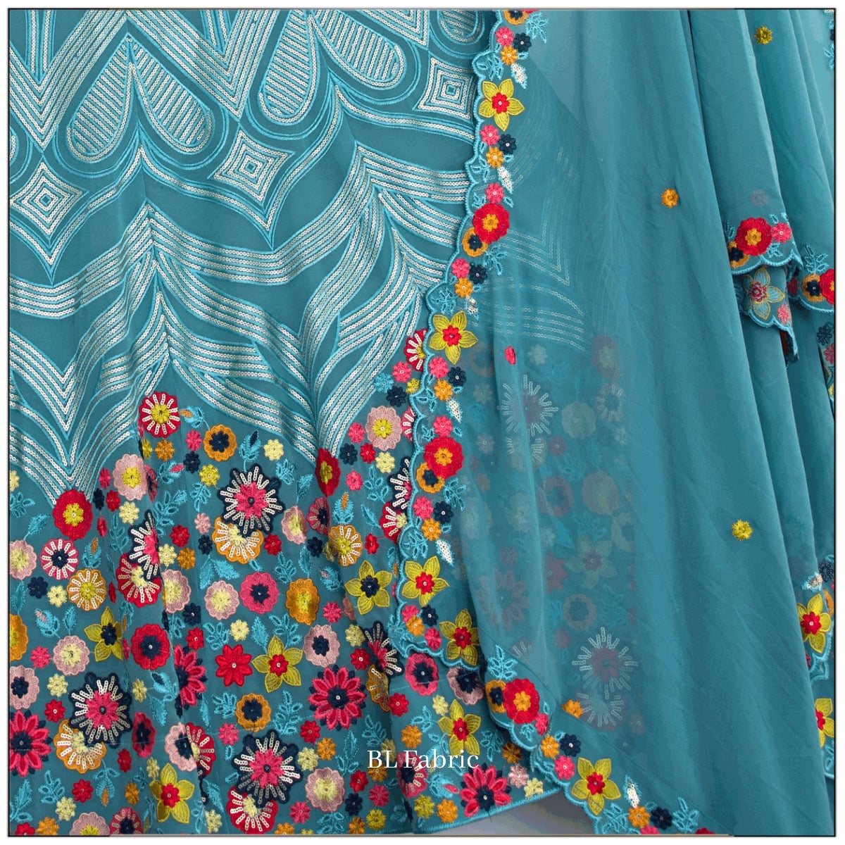 Skyblue color Sequence Embroidery work Designer Lehenga Choli for Wedding Function BL1392