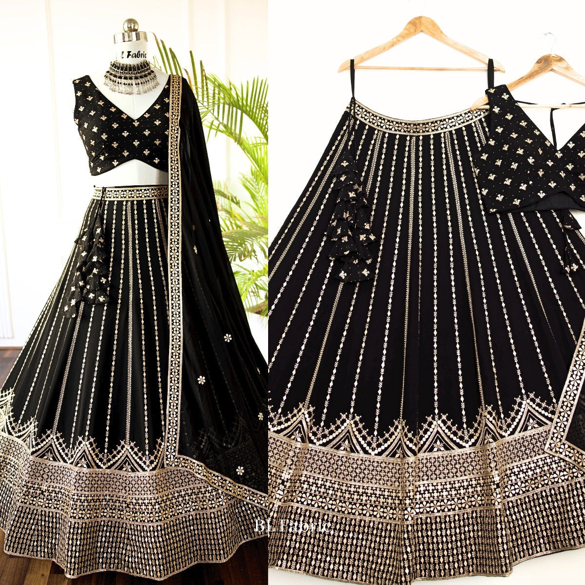 Black color Sequence Embroidery work Designer Lehenga Choli for Wedding Function BL1393