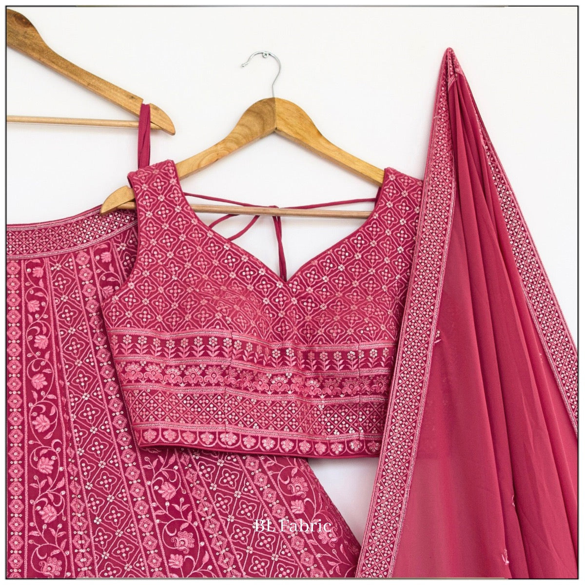 Rosy Peach color Sequence & Thread Embroidery work Designer Lehenga Choli for Wedding Function BL1396