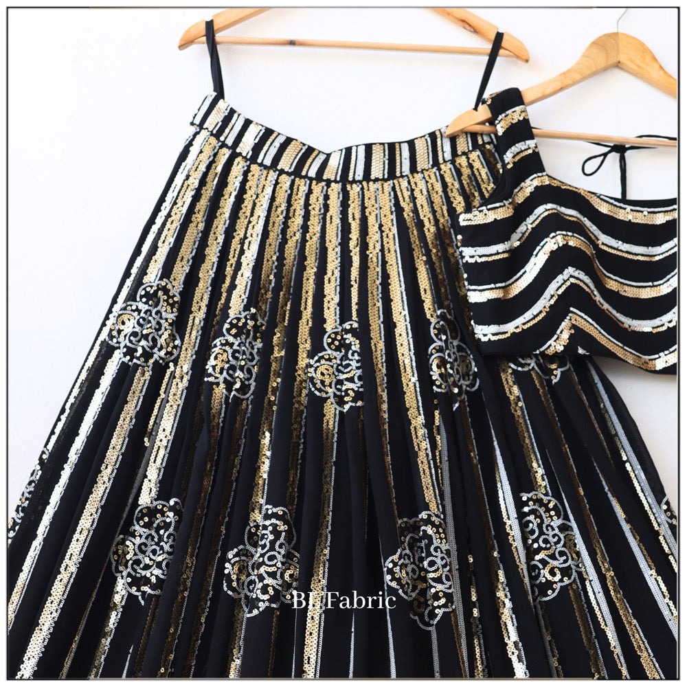 Black color Sequence & Embroidery work Designer Lehenga choli for any Function BL1234