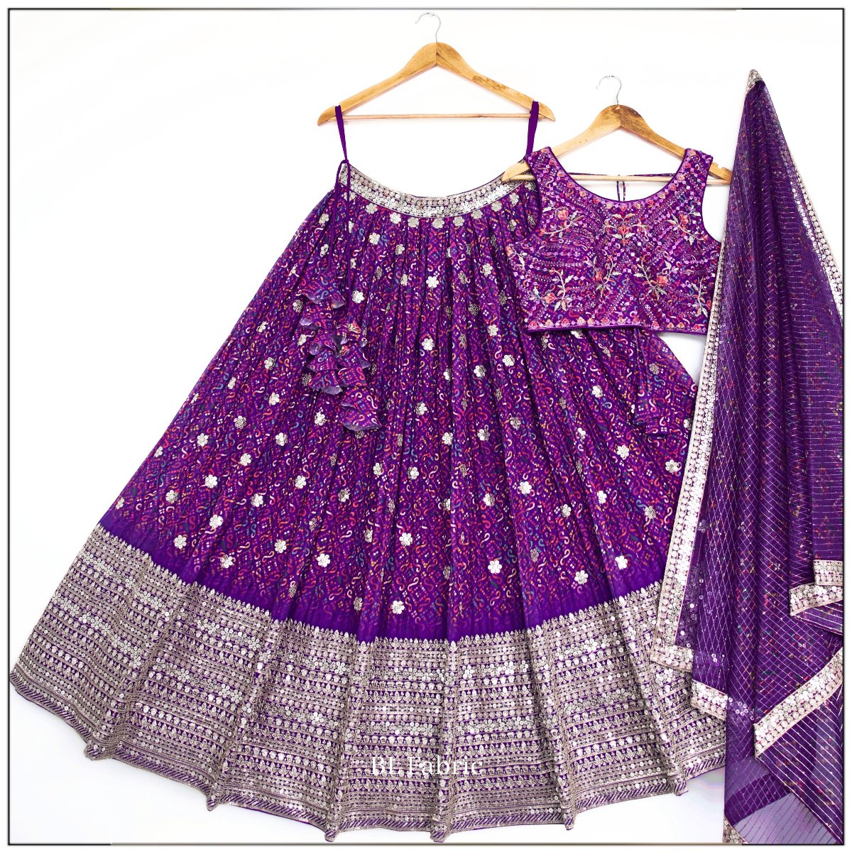 Purple Printed color Sequence Embroidery work Designer Lehenga Choli for Wedding Function BL1426