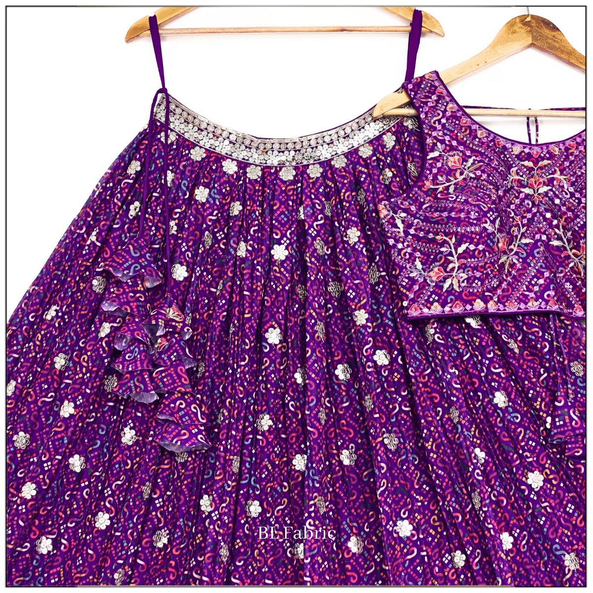 Purple Printed color Sequence Embroidery work Designer Lehenga Choli for Wedding Function BL1426
