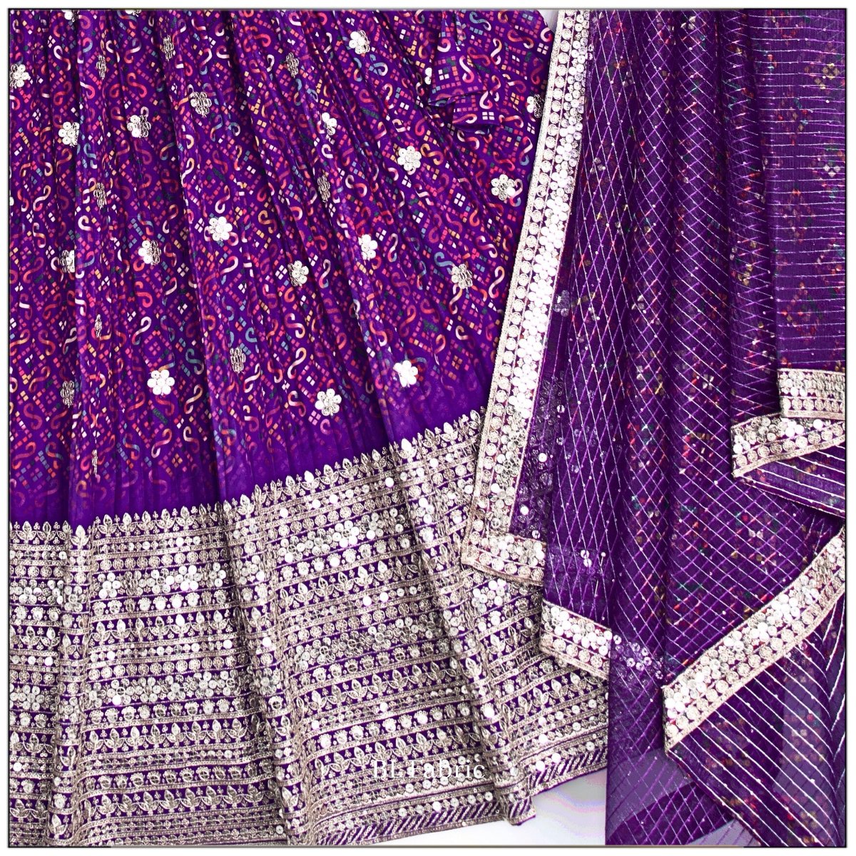 Purple Printed color Sequence Embroidery work Designer Lehenga Choli for Wedding Function BL1426