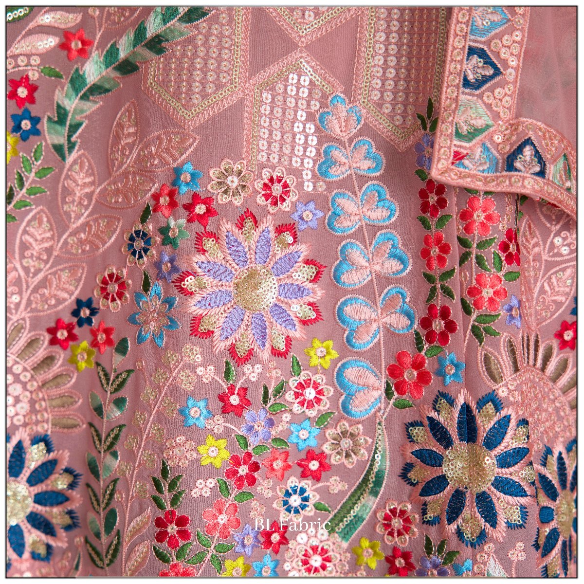 Light Pink color Sequence Embroidery work Designer Lehenga choli for Wedding Function BL1437