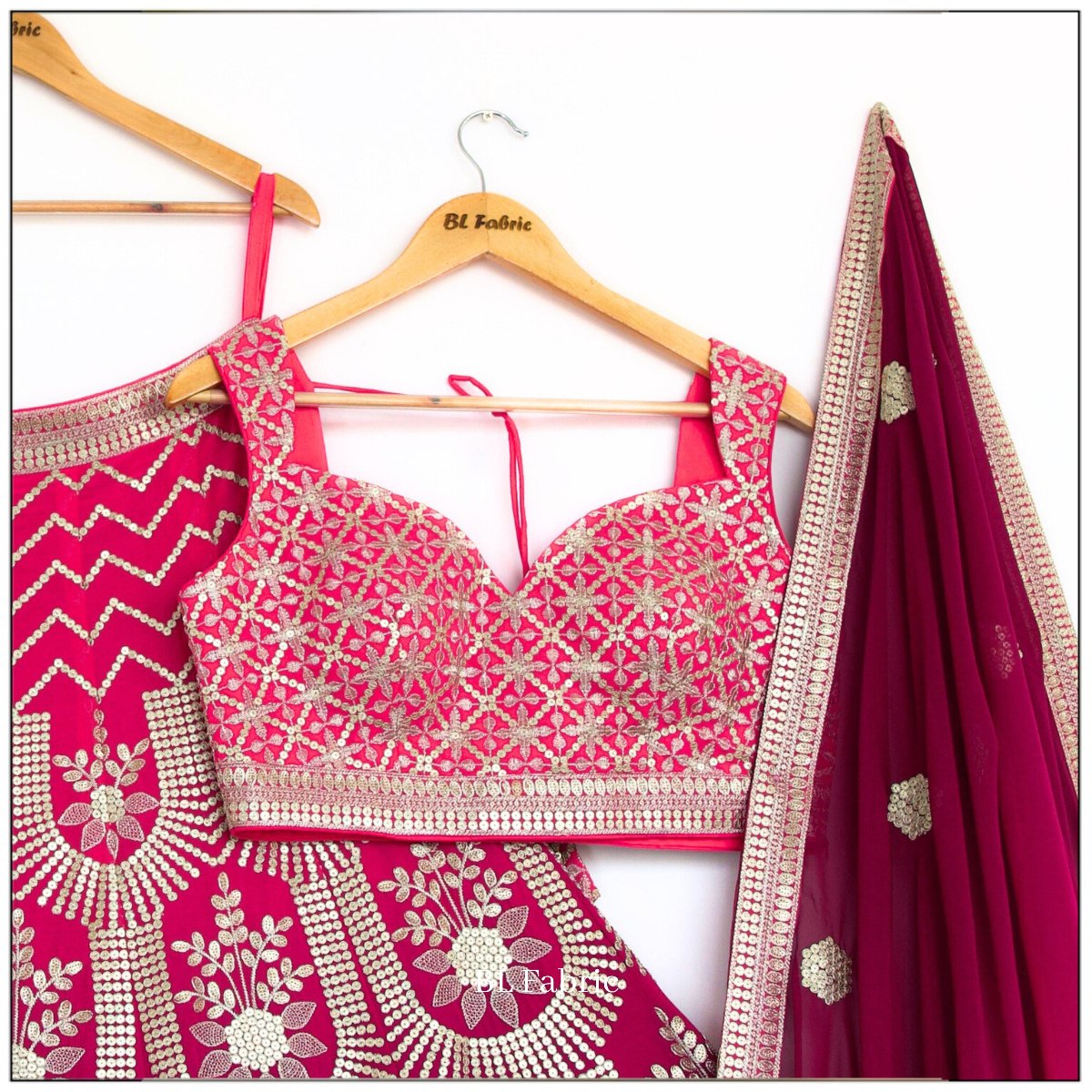 Shadding Pink color Sequence Embroidery work Designer Lehenga Choli for Wedding Function BL1458