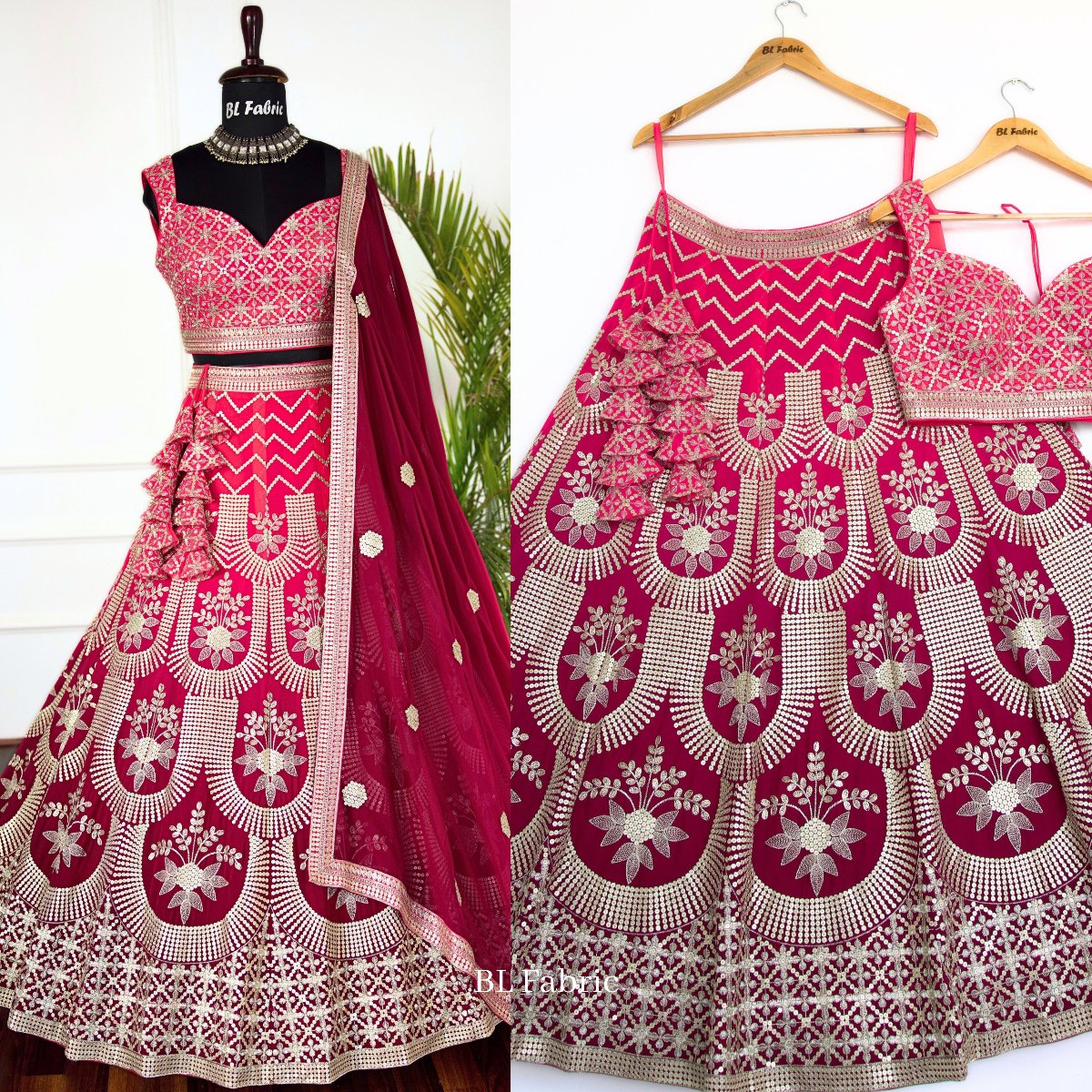 Shadding Pink color Sequence Embroidery work Designer Lehenga Choli for Wedding Function BL1458
