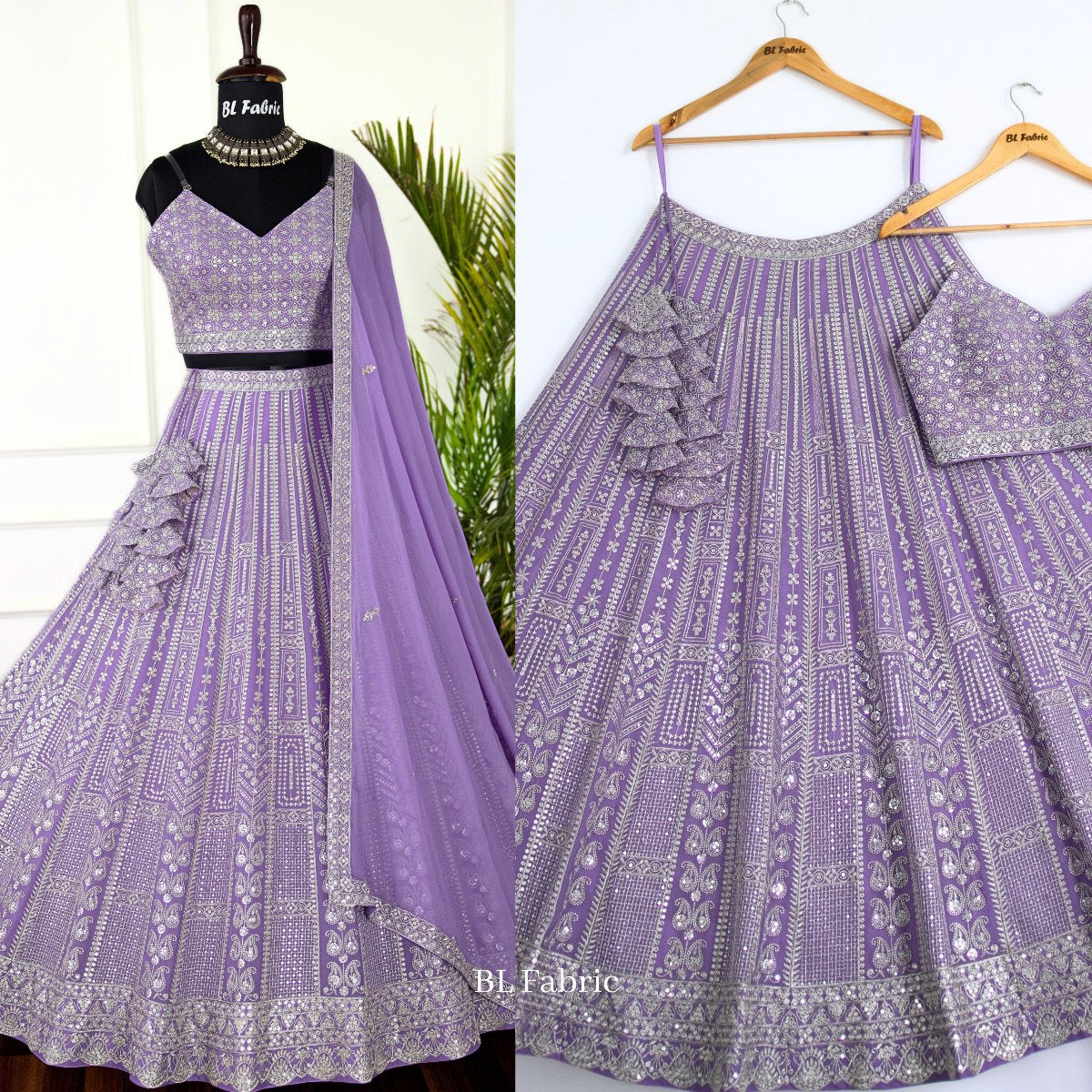 Light Purple color Embroidery & Sequence work Designer Lehenga Choli for Wedding Function BL1460