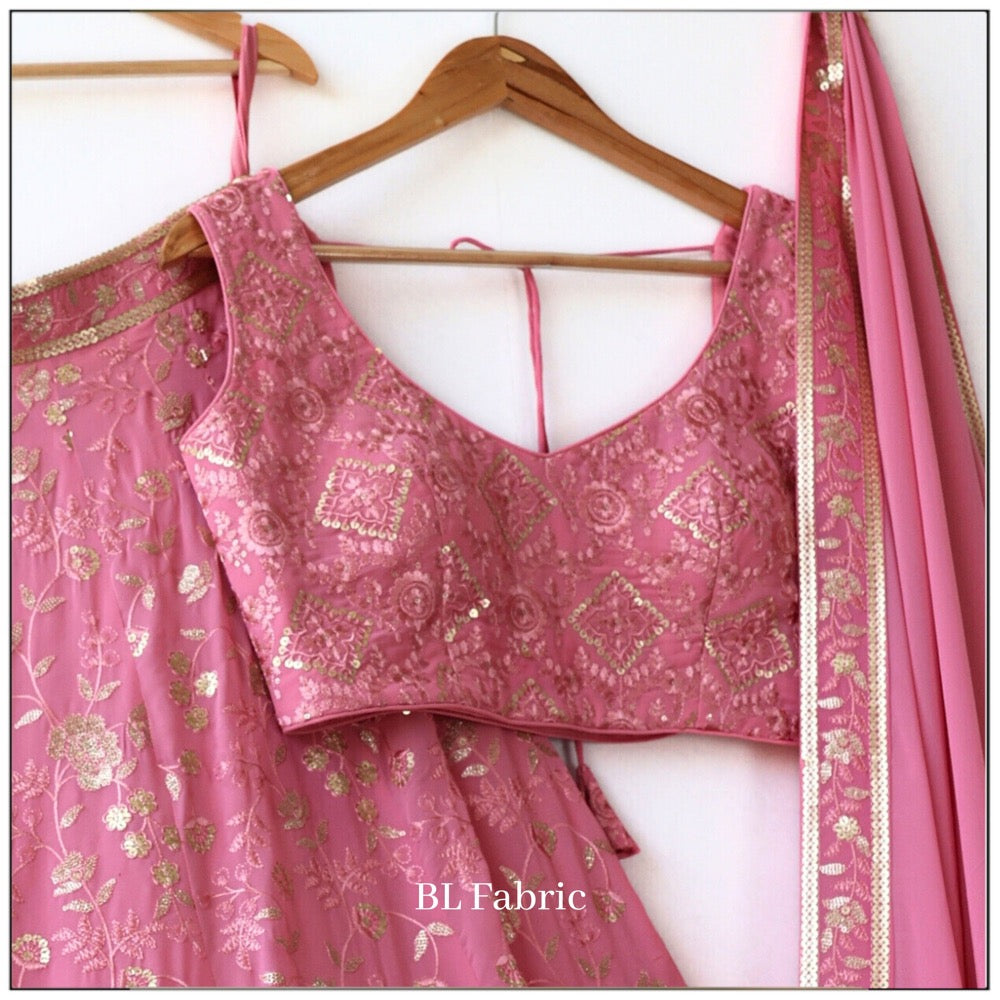 Light Pink color Embroidery & Sequence work Designer Lehenga Choli BL1253