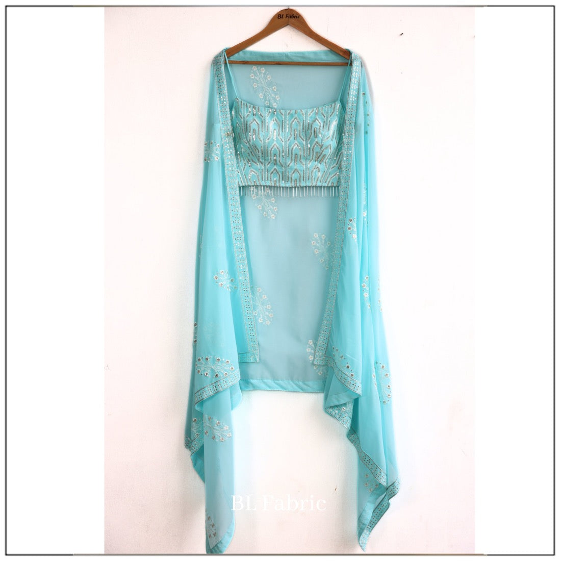 White Skyblue Shading color Sequence & Thread work Designer Wedding Lehenga Choli BL1289
