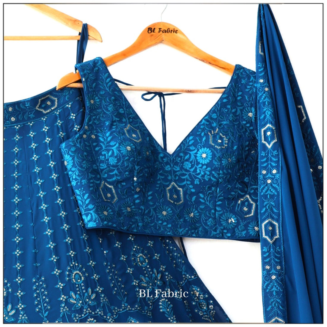 Blue color Sequence & Thread Embroidery work Designer Wedding Lehenga Choli BL1321