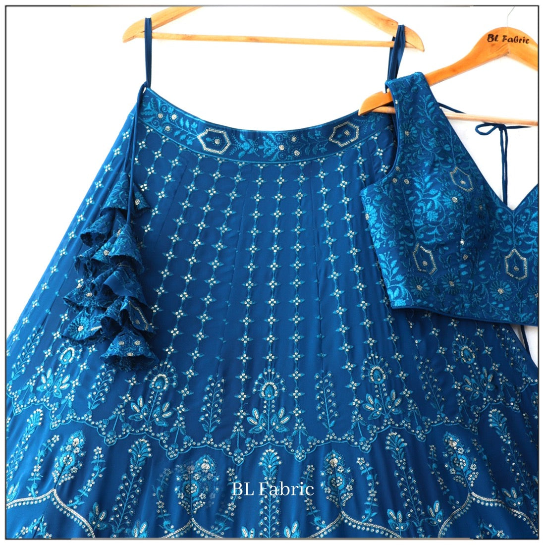 Blue color Sequence & Thread Embroidery work Designer Wedding Lehenga Choli BL1321