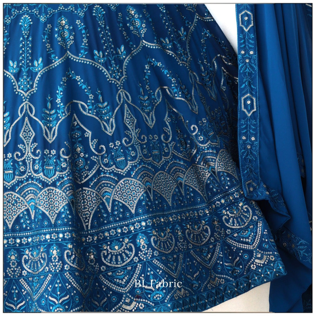 Blue color Sequence & Thread Embroidery work Designer Wedding Lehenga Choli BL1321