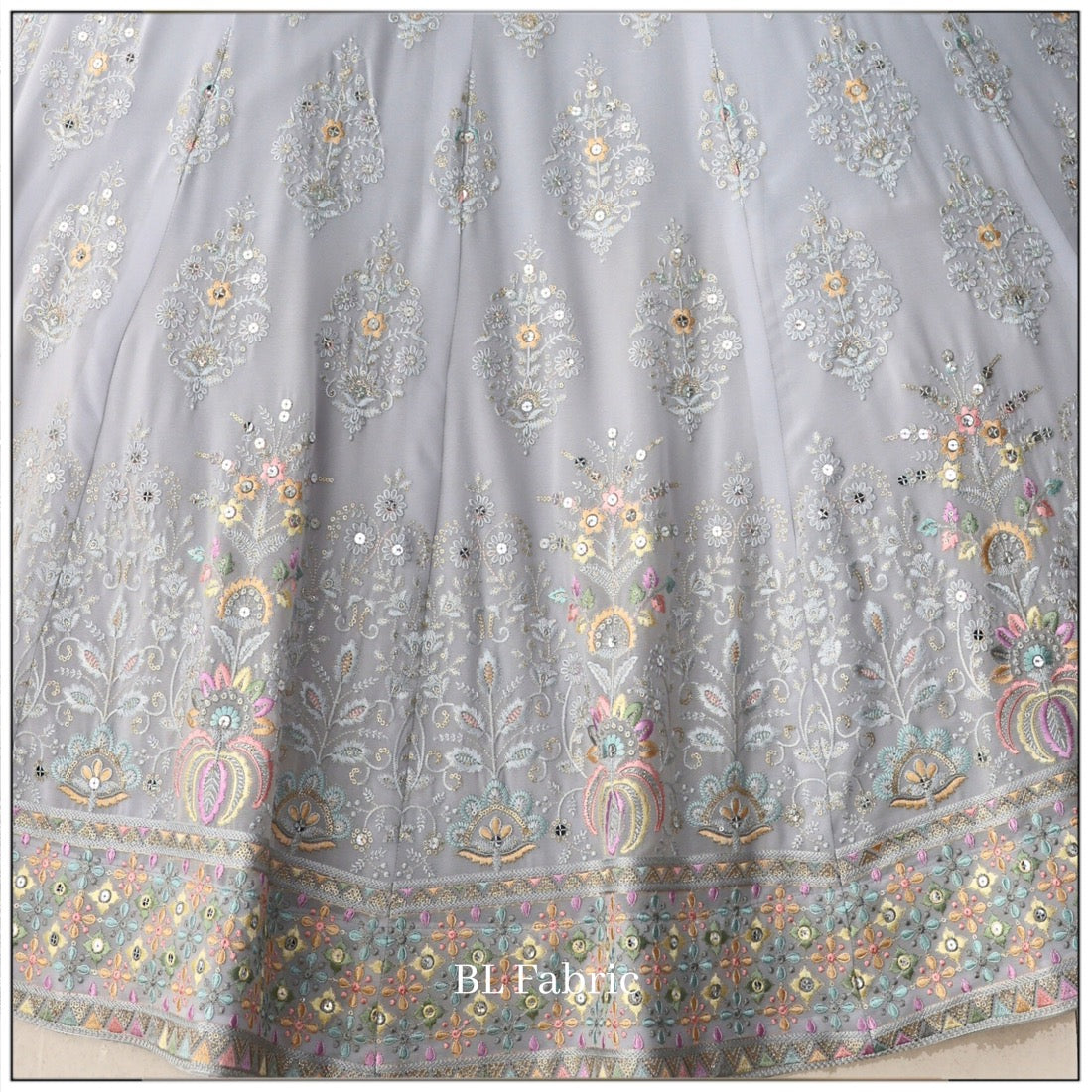Grey color Sequence & Mirror Embroidery work Designer Wedding Lehenga Choli BL1323