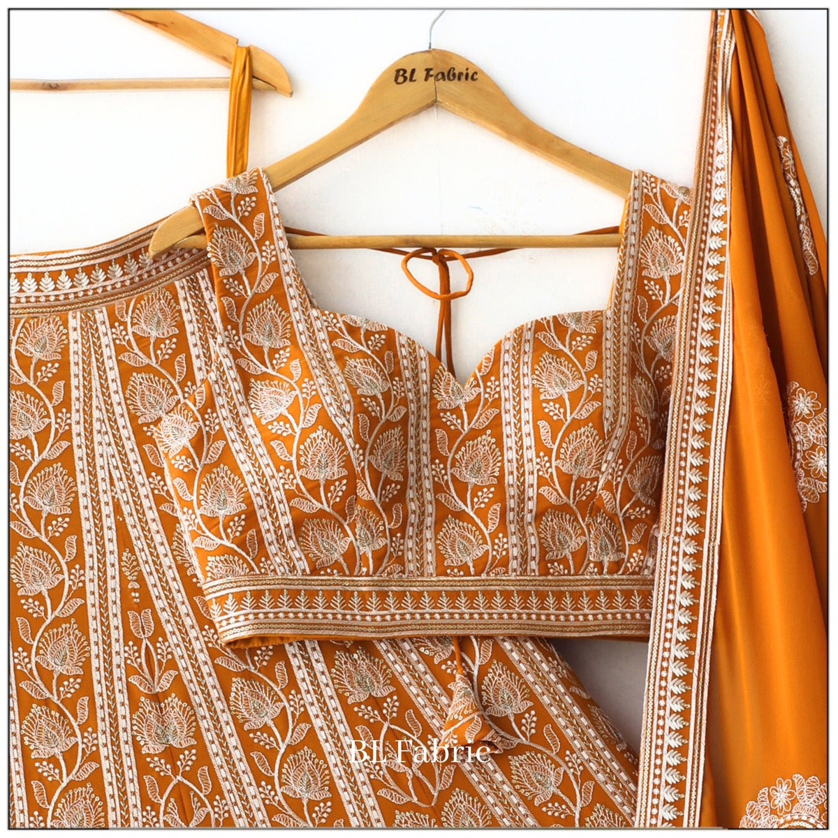 Orange color Sequence & Thread Embroidery work Designer Wedding Lehenga Choli BL1324