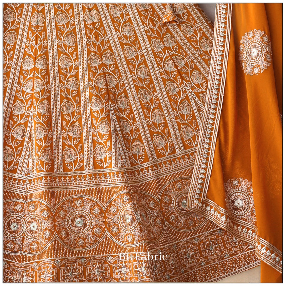 Orange color Sequence & Thread Embroidery work Designer Wedding Lehenga Choli BL1324