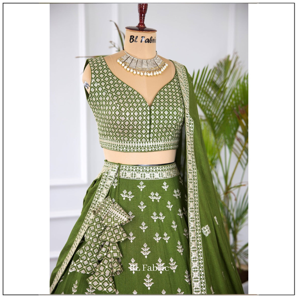 Mehendi Green color Sequence Thread work Designer Wedding Lehenga Choli For Wedding Function BL1406