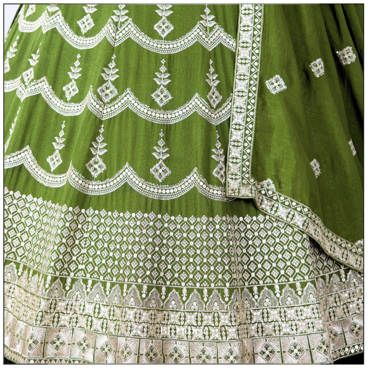 Mehendi Green color Sequence Thread work Designer Wedding Lehenga Choli For Wedding Function BL1406