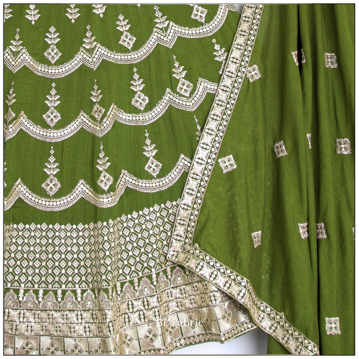 Mehendi Green color Sequence Thread work Designer Wedding Lehenga Choli For Wedding Function BL1406