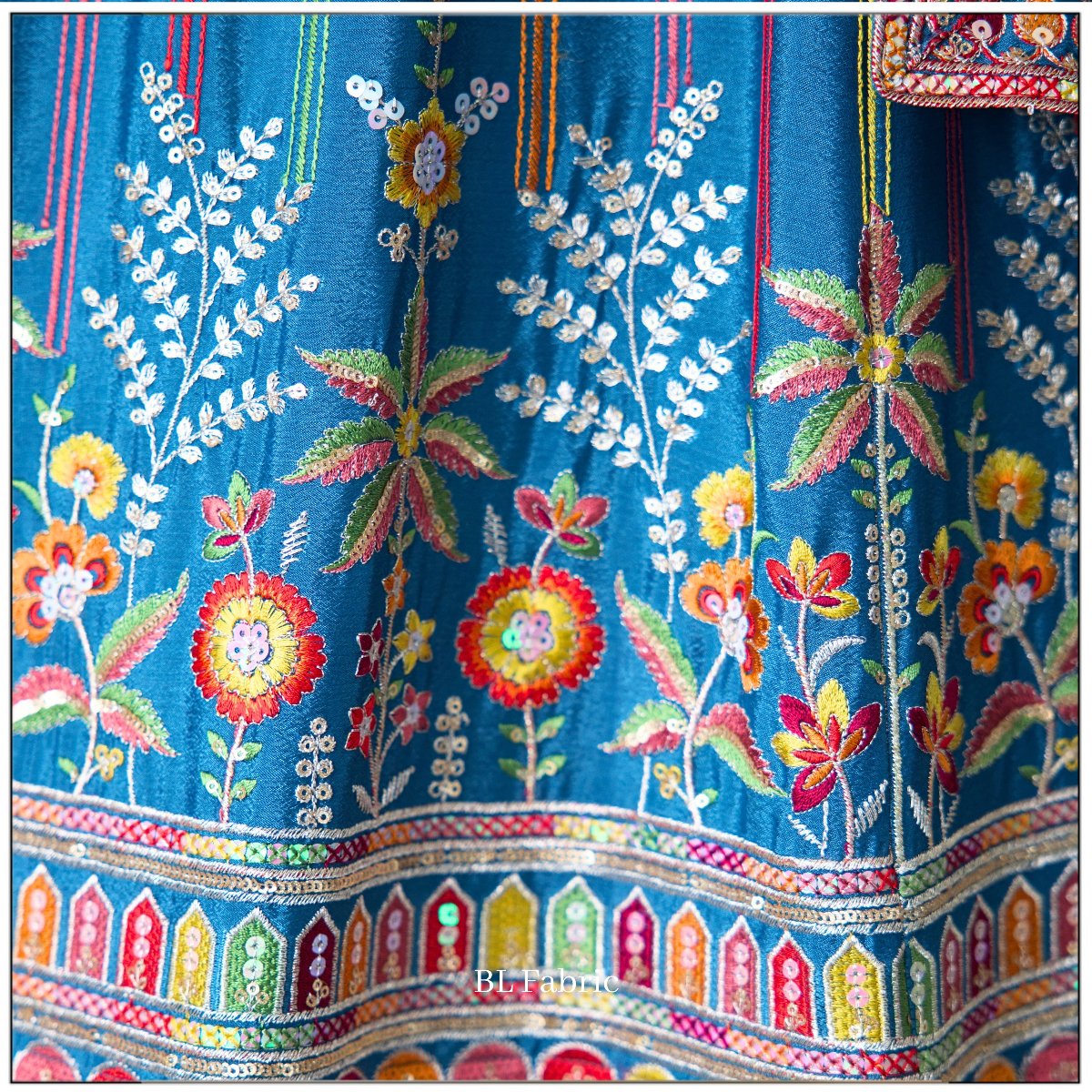 FIrozi color Designer Sequence Embroidery work Lehenga choli for Wedding Function BL1430