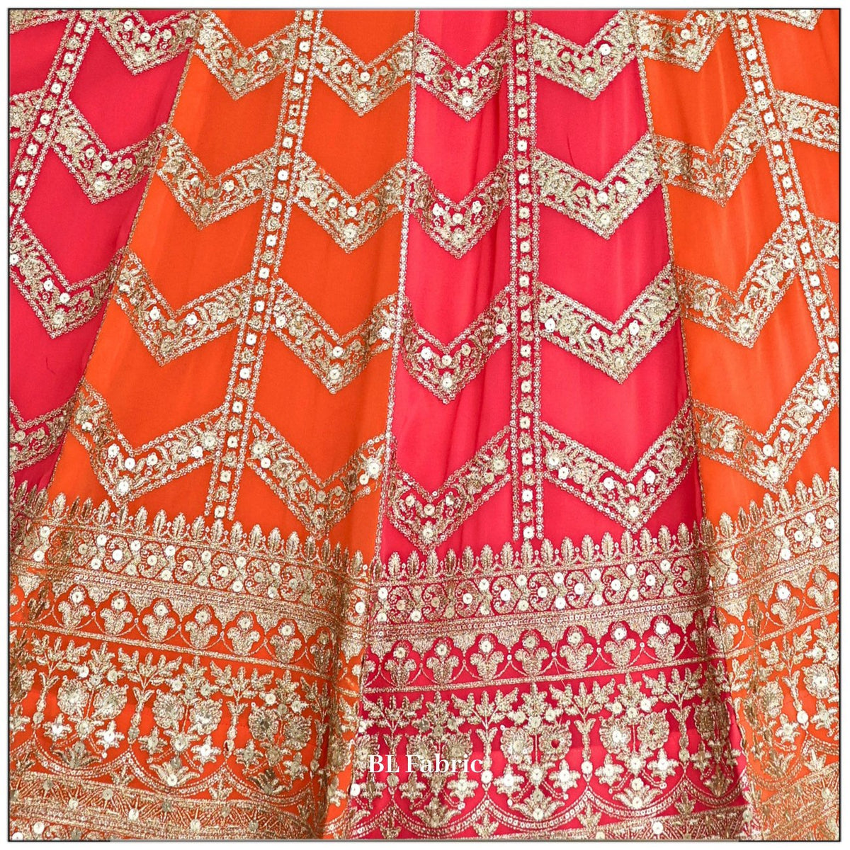 Pink Orange color Sequence Embroidery work Designer Lehenga choli for Wedding Function BL1432