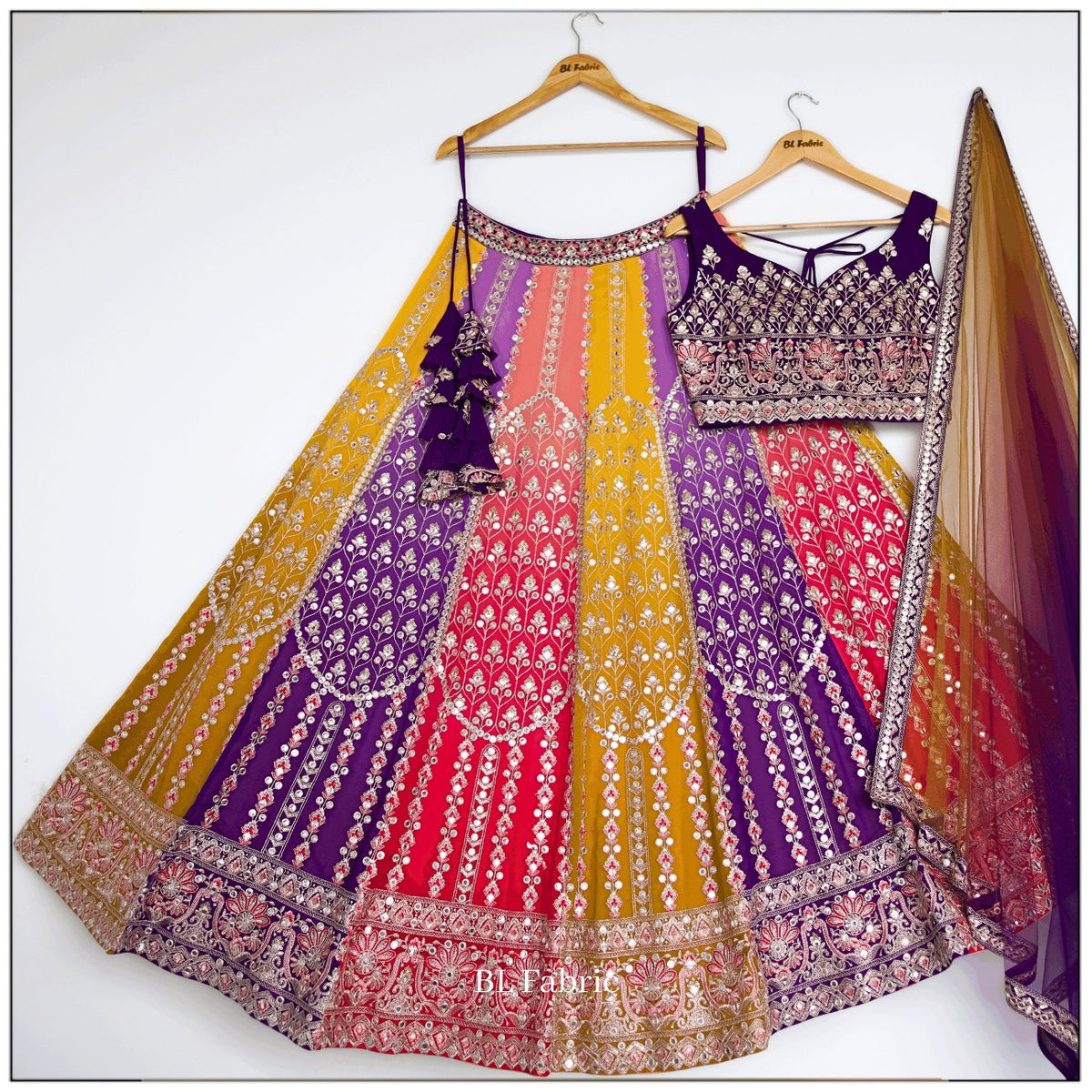 Multi color Sequence & Thread Embroidery work Designer Lehenga Choli for Any Function BL1450