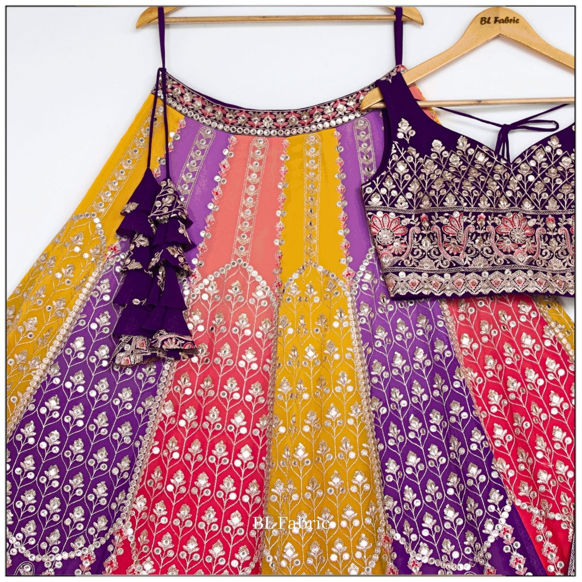 Multi color Sequence & Thread Embroidery work Designer Lehenga Choli for Any Function BL1450