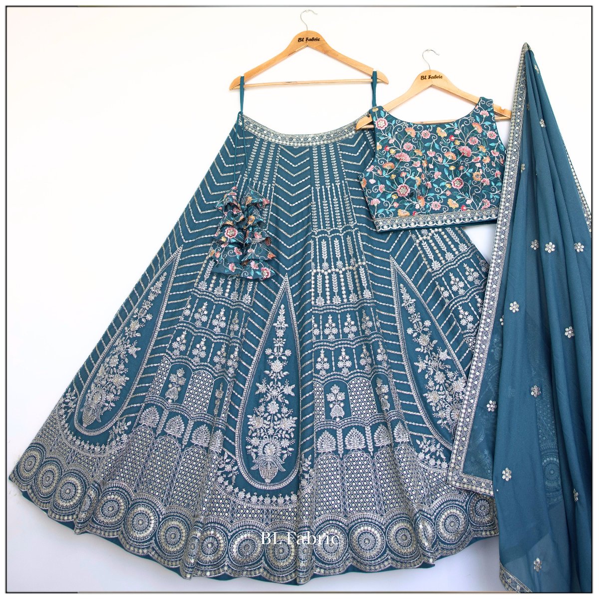 Light Blue color Embroidery & Sequence work Designer Lehenga Choli for Wedding Function BL1452
