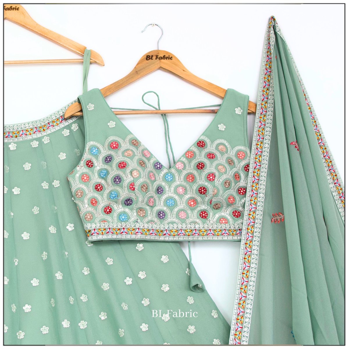 Light Green color Designer Sequence Embroidery work Lehenga choli for Wedding Function BL1449