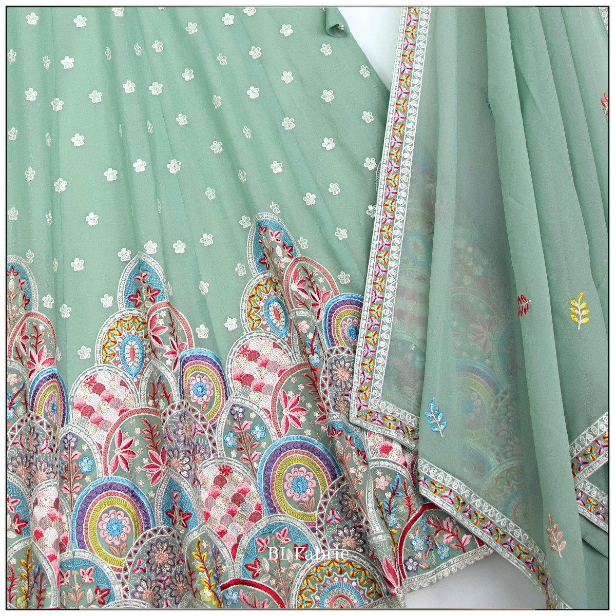 Light Green color Designer Sequence Embroidery work Lehenga choli for Wedding Function BL1449
