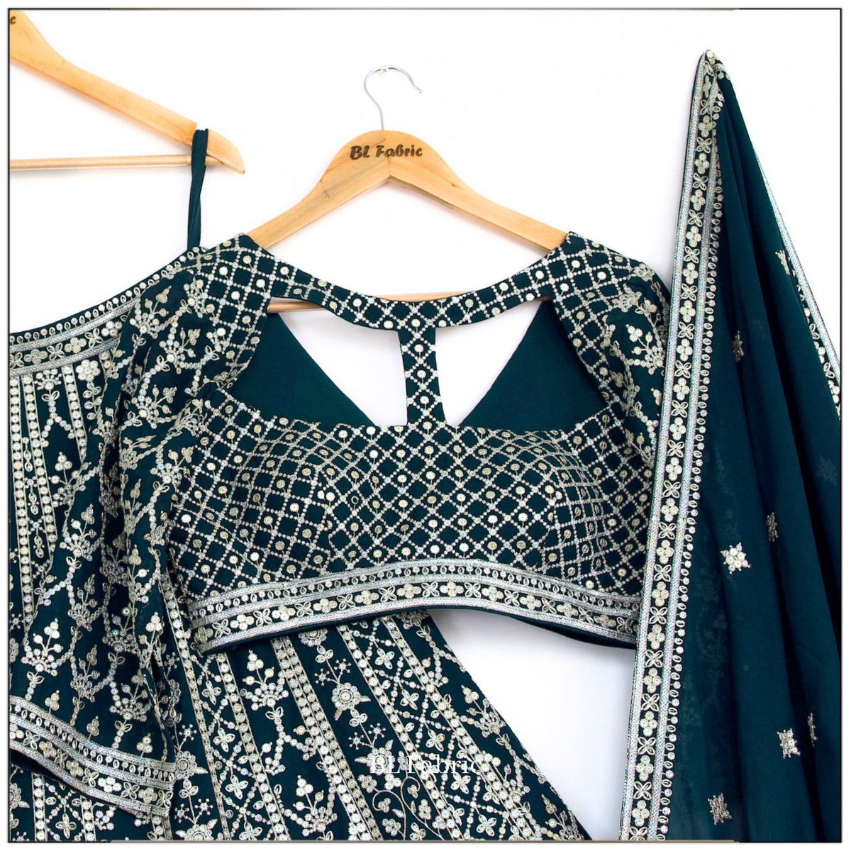 Green color Embroidery & Sequence work Designer Lehenga Choli for Wedding Function BL1457
