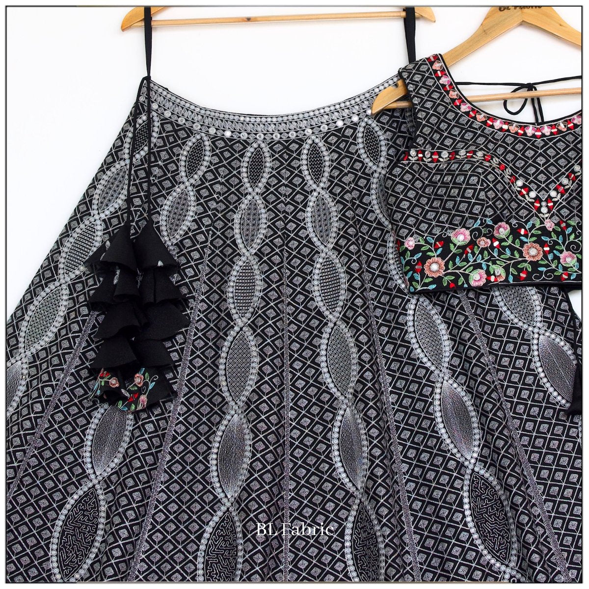 Black color Real Mirror & Embroidery & Sequence work Designer Lehenga Choli for Wedding Function BL1461