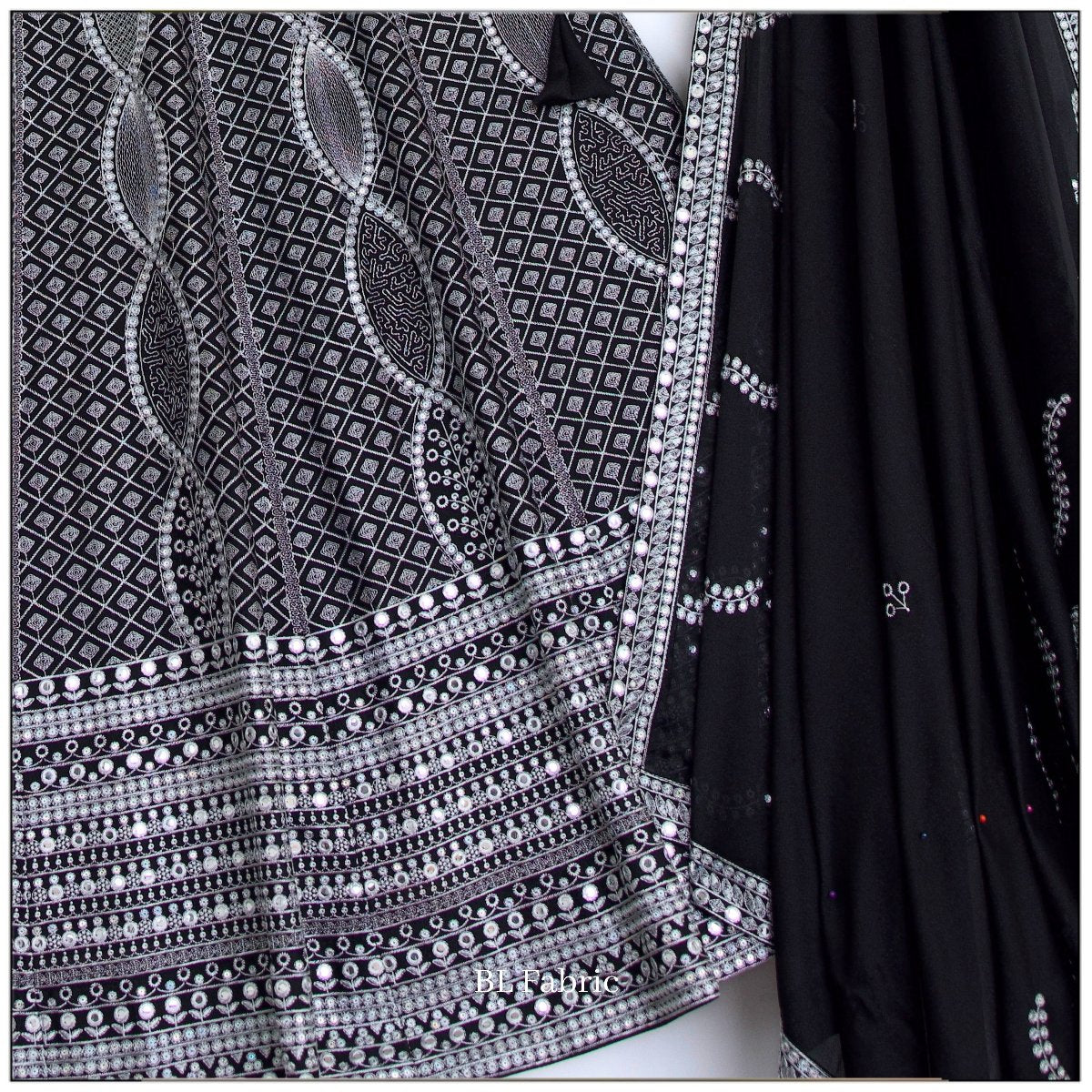 Black color Real Mirror & Embroidery & Sequence work Designer Lehenga Choli for Wedding Function BL1461