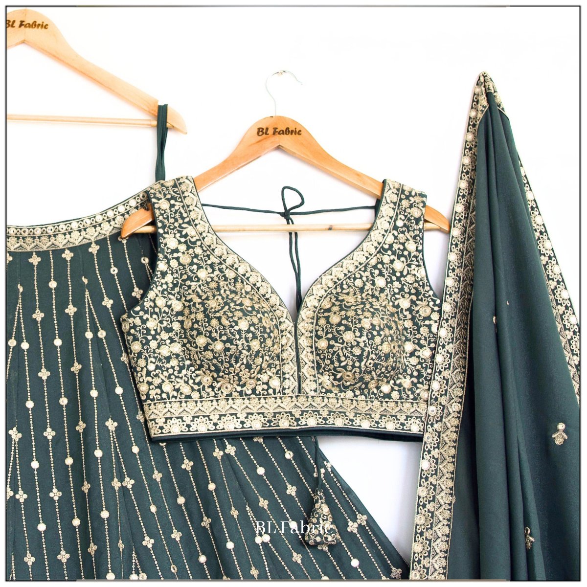 Light Green color Sequence & Thread Embroidery work Designer Lehenga Choli for Wedding Function BL1473