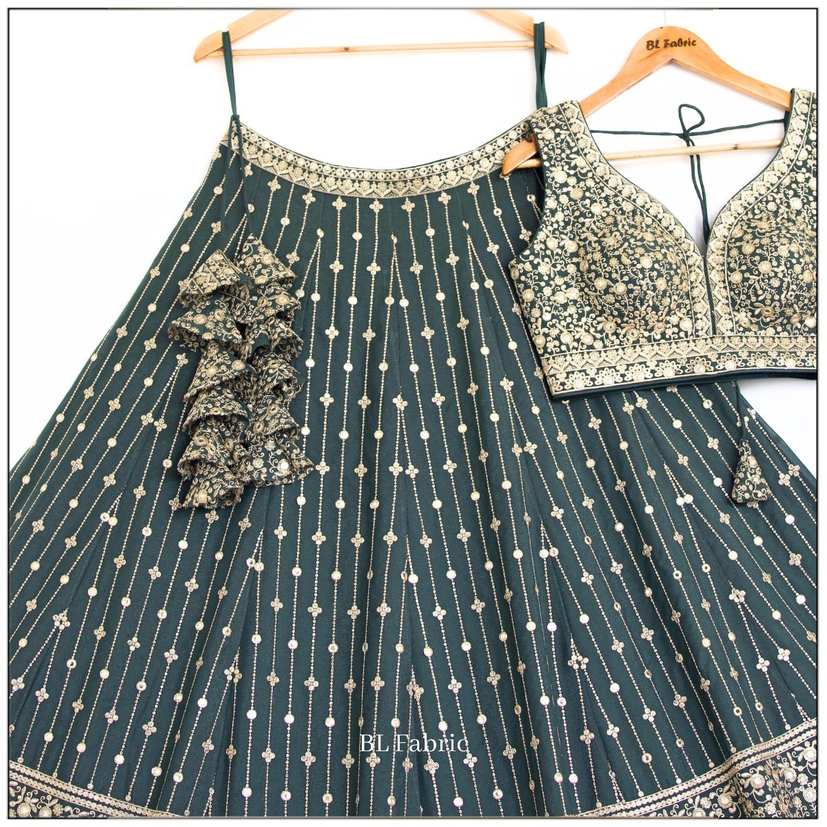 Light Green color Sequence & Thread Embroidery work Designer Lehenga Choli for Wedding Function BL1473