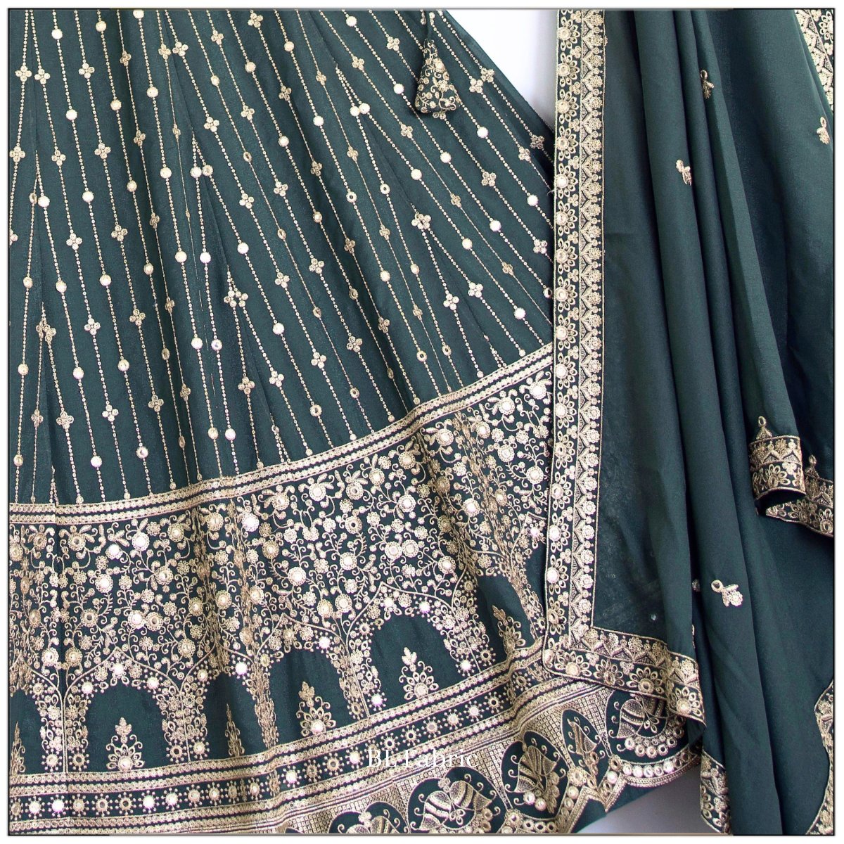 Light Green color Sequence & Thread Embroidery work Designer Lehenga Choli for Wedding Function BL1473