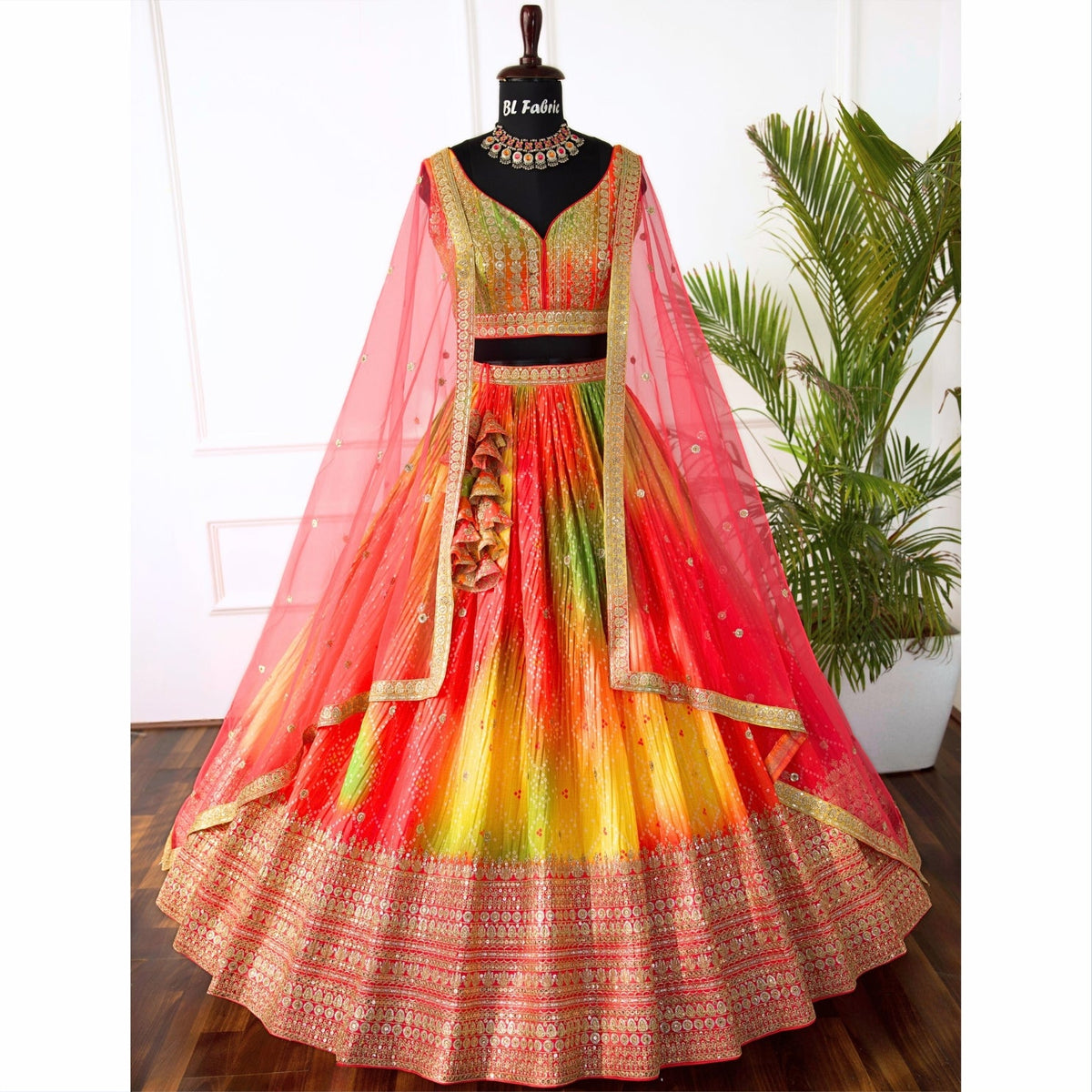 Multi color Embroidery & Sequence work Designer Lehenga Choli for Wedding Function BL1475