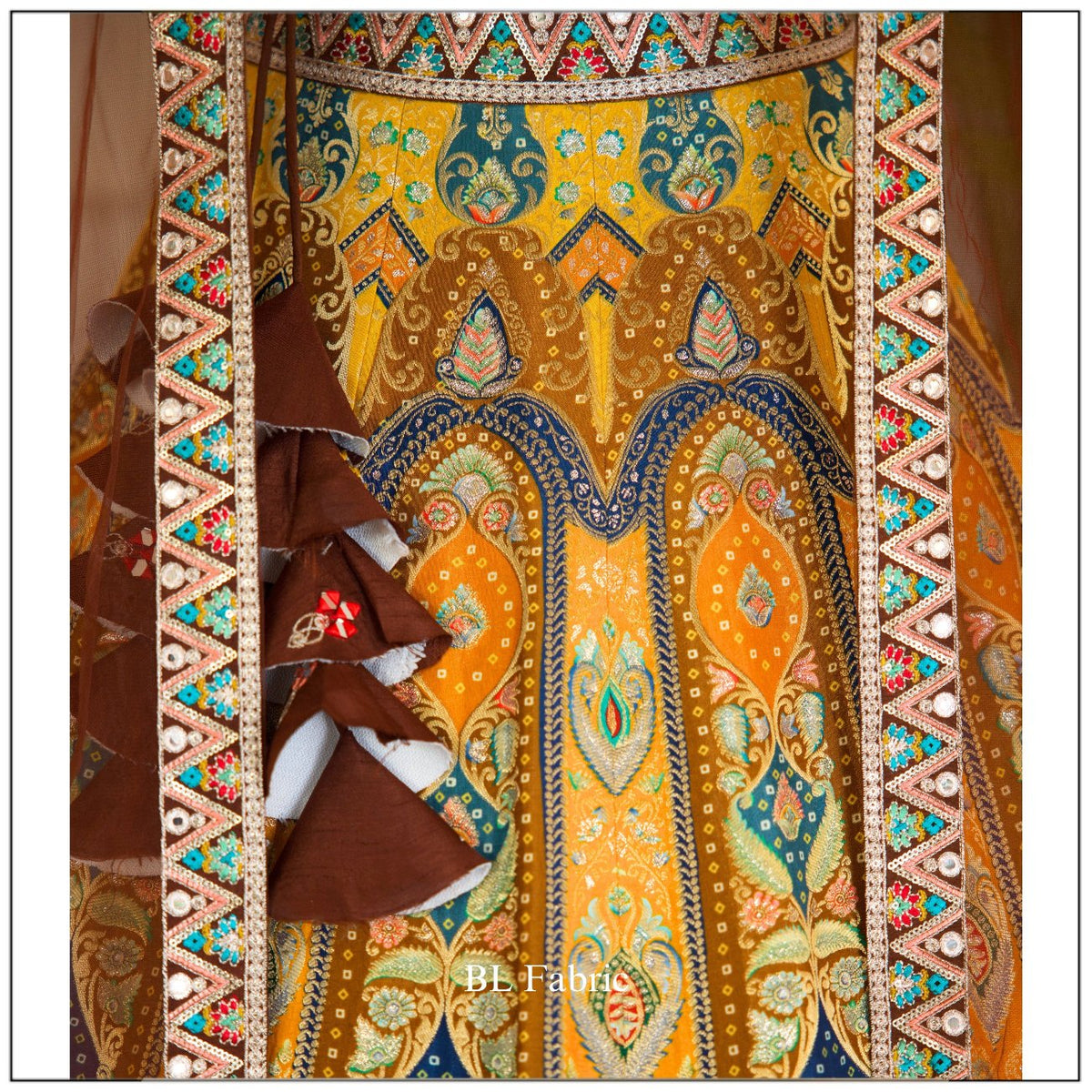 Multi color Sequence & Thread Embroidery work Designer Lehenga with Mehendi choli for Any Function BL1483_Jacard_Mehendi